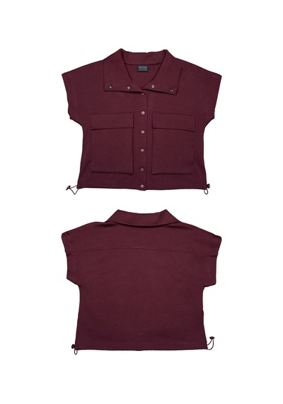 Goffra Kadın Aura Çıtçıtlı Belden Ayarlamalı Bomber Yelek Bordo