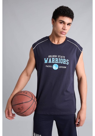 Defacto Pamuk Nba Golden State Warrıors Oversıze Sırt Baskılı Bisiklet Yaka Atlet G2425ax26aunv146 Lacivert-nv146
