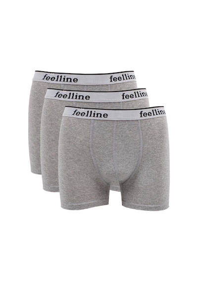 3 Adet Feelline Gri Pamuklu Doğal Likralı Erkek Boxer Çok Renkli