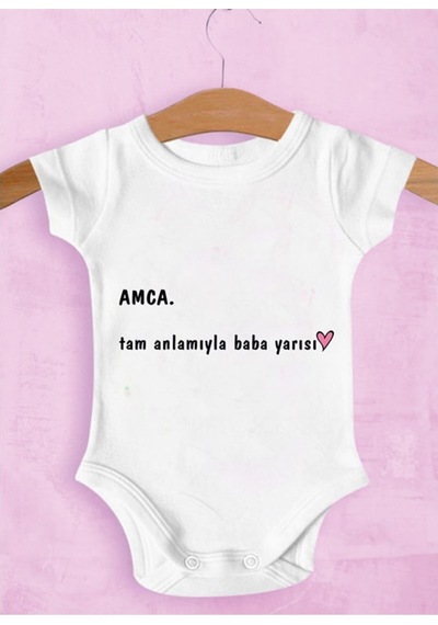 Tuğbababy Baby Unisex Bebek Beyaz Amca Baba Yarısıdır Zıbın Kız Erkek Beyaz