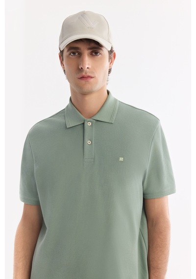 Avva Erkek Mint Yeşil Kıvrılmaz Polo Yaka %100 Pamuk Basic Regular Fit T-shirt B001032