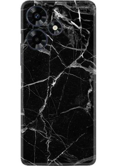 Infinix Uyumlu Hot 30 Kılıf Resimli Desenli Baskılı Silikon Fragile Black Mermer 1378