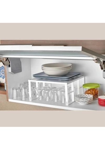 Organizer Dolap Içi Raf Düzenleyici Metal Beyaz 2 Adet Beyaz