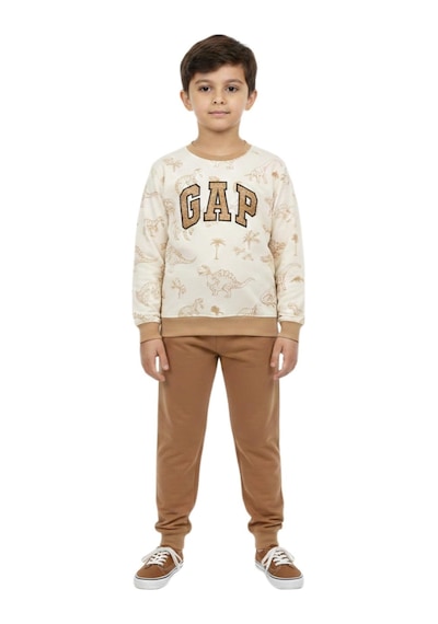 Baglan Erkek Çocuk Önü Baskılı Sweatshirt Ve Eşofman Alt Takım Bgl-st05251 Camel