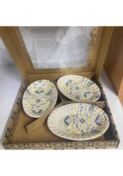Konak Züccaciye 16 Cm 3 Lü Seramik Kayık Desenli Çiçekli