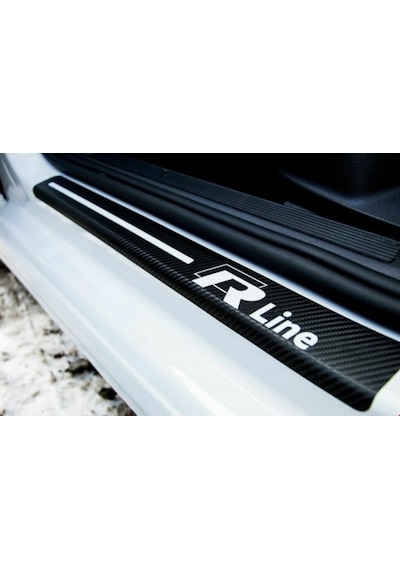 R Line Carbon Fiber Kapı Eşiği Yazısı Sticker Boya Koruma