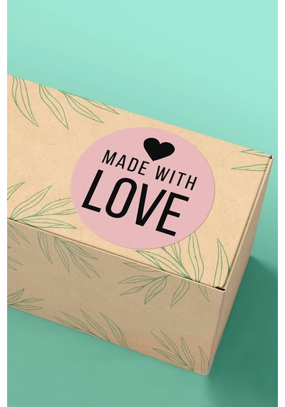 Pembe Kalpli Love Kargo Sticker 3x3cm St2176 Çok Renkli