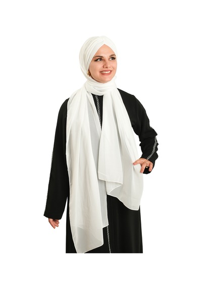 Hürrem Bone Krem Pratik Hazır Geçmeli Bone Şal Şifon Drapeli 2507 40 krem