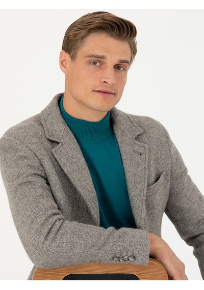 Cacharel Gri Slim Fit Palto