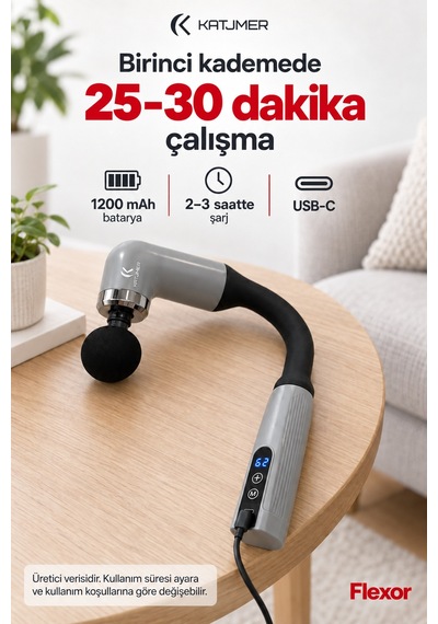 Kj/fx-001 Flexor Uzun Saplı Şarjlı Masaj Aleti, 4 Başlıklı, 6 Kademeli, Type-c Diğer