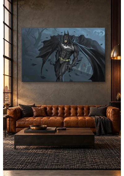Fida Fırtınalı Gecede Pelerinli Batman Canvas Tablo Çok Renkli