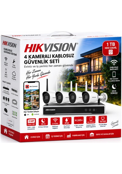 Hikvision Kablosuz Bullet Kamera 2 Mp Beyaz Renk Gece Görüş Ve 5x Zoom İle Tüm Mekanlar İçin