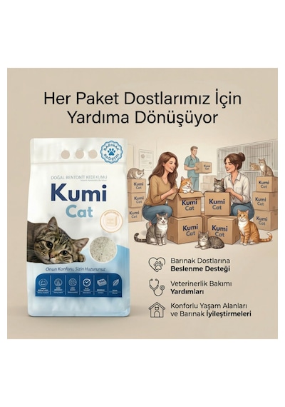 Kumi Cat Eko-premium Marsilya Sabunu Kokulu Topaklanan Tozsuz Bentonit Kedi Kumu 5 Lt