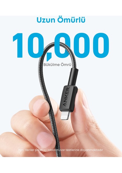 Anker 322 Lightning Hizli Sarj Kablosu 90 Cm Siyah A81b5 Apple Lightning
