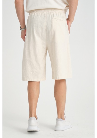 Redline Erkek Baggy Fit Rahat Kesim %100 Pamuk Yumuşak Dokulu Şort Kapri Bej