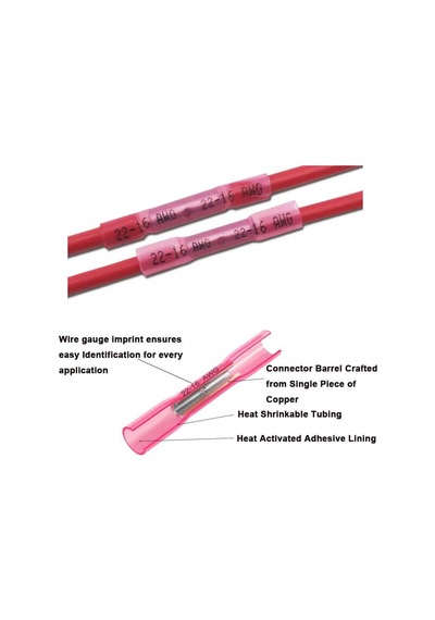 Koodmax - 10 Adet - Bht-1.25 Isıyla Daralan Makaron 19a 0.5-1.5mm² Su Geçirmez Konnektör - Pembe