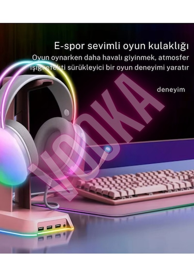 7.1 A Rgb Profesyonel Gaming Mikrofonlu Gamer Oyuncu Kulaklığı Usb Pc Ps Xbox Işıklı Rengarenk