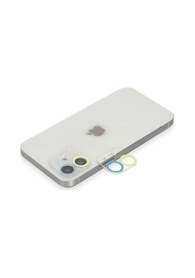 Apple, Uyumlu iPhone 12 Mini Renkli Kamera Lens Koruma Cam - Sarı-mavi