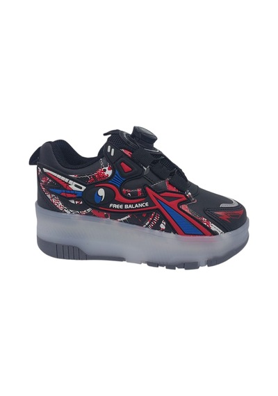 Zerhan Free Balance 250 Çocuk Işıklı Patenli Tekerlekli Sneaker Spor Siyah