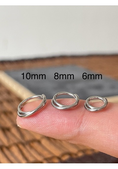 %100 Cerrahi Çelik Çift Çapraz Sıra 6 MM X 1.2 MM Çelik Kilitli Halka Piercing Beyaz