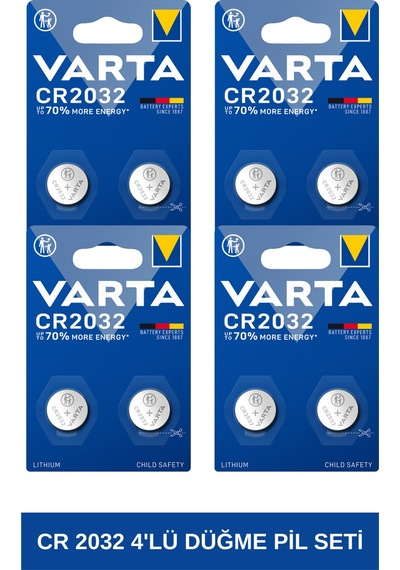 Cr 2032 Lityum Düğme Pil 4'lü Set