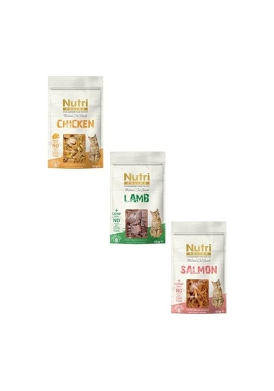 Nutri Feline Mix Kedi Ödül Maması 3x50g Tavuklu, Kuzulu, Somonlu