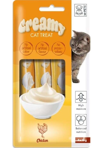 M-Pets Creamy Chicken Tavuk Etli Ek Besin Kedi Ödülü 4 x 15 G