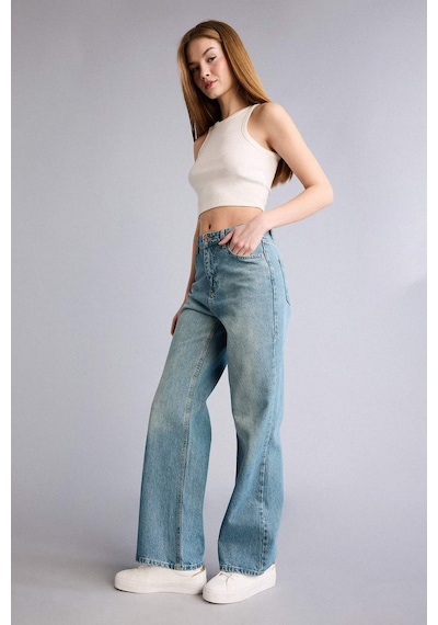 Defacto 90s Wıde Leg Yüksek Bel Jean Pantolon H5413ax26hsnm28 Mavi-nm28