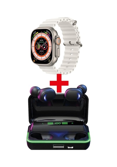 GS8 Watch 8 Ultra Akıllı Saat Beyaz Watch + E10s Oyuncu Bluetooth Kulaklık Hediye (İthalatçı Garantili)