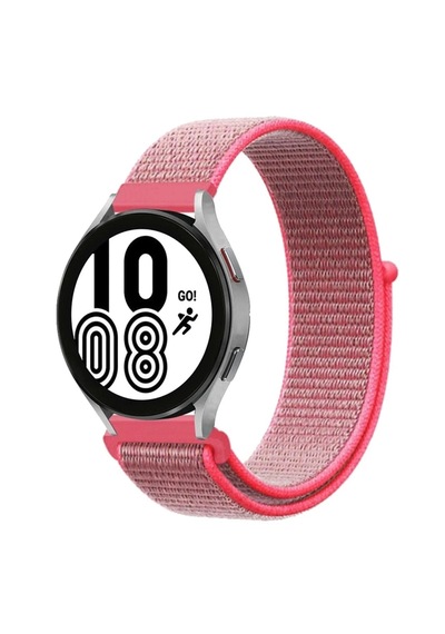 Mey İthalat Samsung Samsung Uyumlu Galaxy Watch 4 Hasırlı Cırtcırtlı Kordon - Pembe