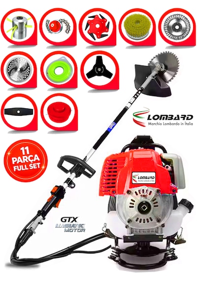 Cros Lombard Italy Frx-11 Grande Sırt Tipi Benzinli Ot Çalı Çim Biçme Tırpanı+ Tam Bahçe Setli Halı Yıkamalı