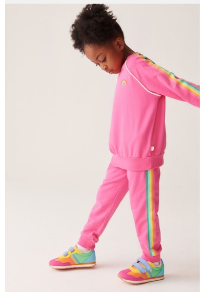 Noble Kids Kız Çocuk Gökkuşağı Nakışlı Eşofman Takım Pembe
