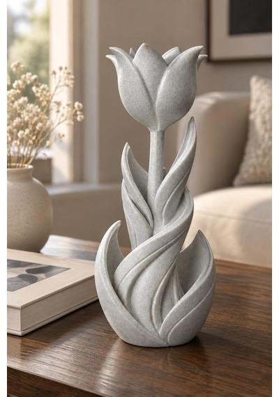 Spiral Lale Çiçeği Figürlü Dekoratif Biblo 60025491