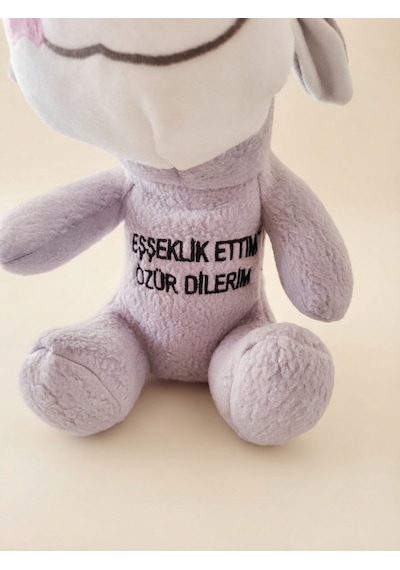Peluş Eşek-eşeklik Ettim Özür Dilerim-25 Cm Gri