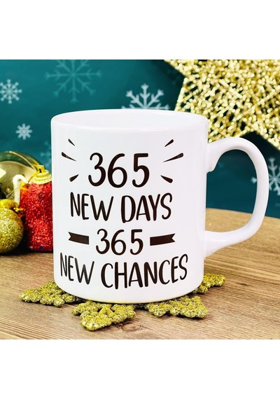 365 Yeni Gün 365 Yeni Şans Yılbaşı Tasarımlı Kupa Beyaz - Çok Renkli