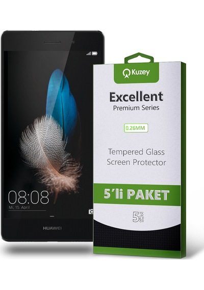 Huawei P8 Lite ile Uyumlu Temperli Ekran Koruyucu Kırılmaz Cam Ekonomik 5'li Paket