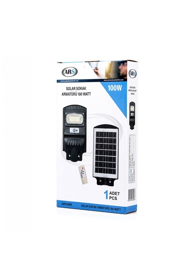 100w - 6500k Solar - Güneş Enerjili Sokak Lambası - Armatür Sensörlü Bahçe-balkon-sokak Ars-348964 5250