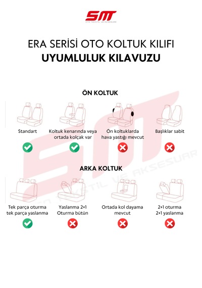 Era Serisi Universal Oto Koltuk Kılıfı Siyah-kırmızı