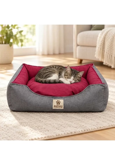 Kedi Köpek Yatağı Aura Premium Yatak - Bordo / Medium