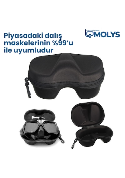 Molys Stealth Pro Alüminyum Dalış Maskesi + Antı Fog Buğu Önleyici Film + Eva Koruyucu Taşıma Kutusu Siyah - Mavi