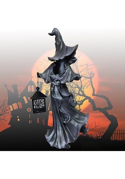 Eerie Holloween Atmosfer: Ev Veya Açık Dekor İçin Fener Yüzsüz Heykel İle Cadı Hayalet