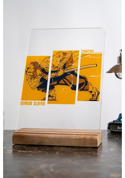 Demon Slayer Ev Zenitsu Severlere Masa Dekoratif Ahşap Obje