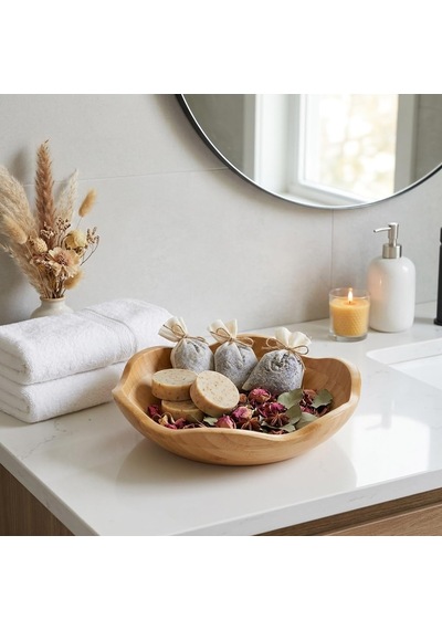 Dekoratif Bambu Kase 20 Cm Ve 25 Cm Ölçü Seçenekli, Dalgalı Kenarlı Sunum Kasesi, Çerezlik, Kuruyemiş, Kuru Meyv