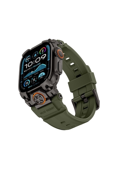 Watch Ultra 49mm Uyumlu Mohseven İwatch Armor Silikon Kordon Siyah-yeşil