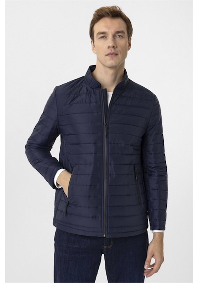 Süvari Lacivert Slim Kapitone Mont