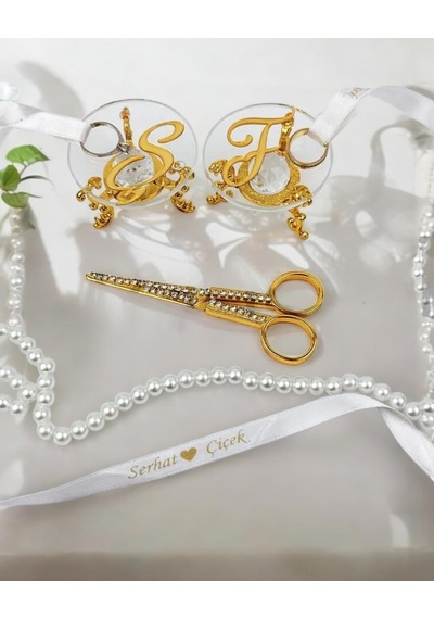 Lucevia Gold Cam Yüzük Yükselticisi Ve Söz Makası Seti Beyaz Beyaz