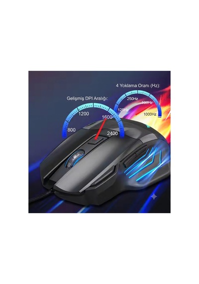 G200 Rgb Işıklı 7 Tuşlu 2400 Dpı Ergonomik Gaming Oyuncu Mouse - Çift Ateş Özellikli