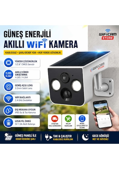 2k Mini Güneş Enerjili Akıllı Wifi Güvenlik Kamerası