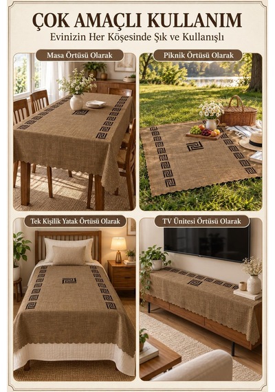 Çok Amaçlı Kadife Koltuk Örtüsü Kaymaz Süngerli 165x215 Cm Modern Bohem Çekyat Şalı Piknik Masa Örtüsü Alk2 Kahverengi