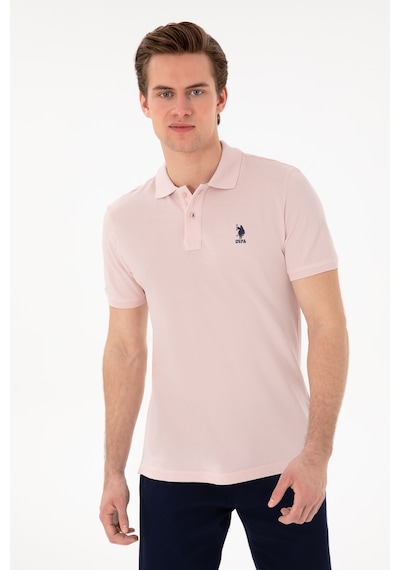 U.S. Polo Assn. Erkek Slim Fit Polo Yaka Pudra Basic Tişört 50298041-VR042